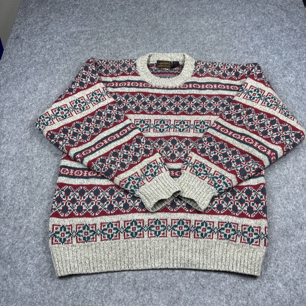 Vintage 90s Eddie Bauer Sweater Men XL Multicolored Patterned Pullover Hong Kong
